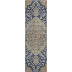 Premium Machine Washable Mayfield AMF1151 Navy 2'3" x 7'6" Runner Rug