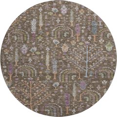 Premium Machine Washable Mayfield AMF1152 Brown 8' x 8' Round Rug