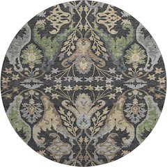 Premium Machine Washable Mayfield AMF1153 Black 8' x 8' Round Rug