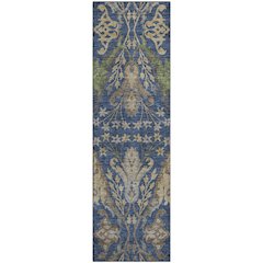 Premium Machine Washable Mayfield AMF1153 Navy 2'3" x 7'6" Runner Rug