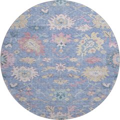 Premium Machine Washable Mayfield AMF1154 Blue 8' x 8' Round Rug