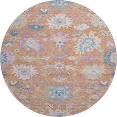 Premium Machine Washable Mayfield AMF1154 Orange 8' x 8' Round Rug