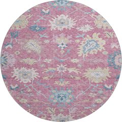 Premium Machine Washable Mayfield AMF1154 Pink 8' x 8' Round Rug