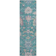 Premium Machine Washable Mayfield AMF1154 Teal 2'3" x 7'6" Runner Rug