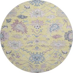 Premium Machine Washable Mayfield AMF1154 Yellow 8' x 8' Round Rug
