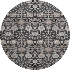 Premium Machine Washable Mayfield AMF1155 Black 8' x 8' Round Rug