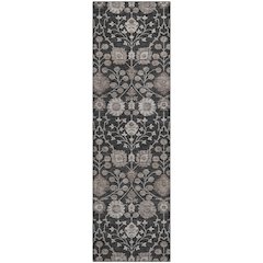 Premium Machine Washable Mayfield AMF1155 Black 2'3" x 7'6" Runner Rug