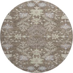 Premium Machine Washable Mayfield AMF1156 Brown 8' x 8' Round Rug