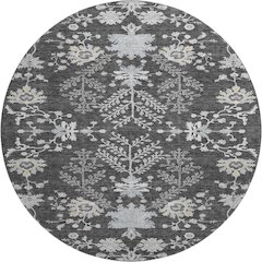 Premium Machine Washable Mayfield AMF1156 Charcoal 8' x 8' Round Rug