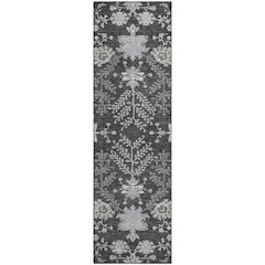Premium Machine Washable Mayfield AMF1156 Charcoal 2'3" x 7'6" Runner Rug