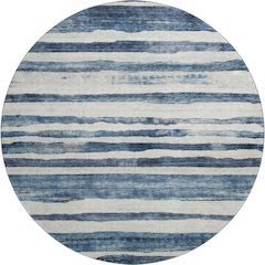 Premium Machine Washable Mayfield AMF1191 Denim 8' x 8' Round Rug