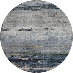 Premium Machine Washable Mayfield AMF1195 Navy 8' x 8' Round Rug