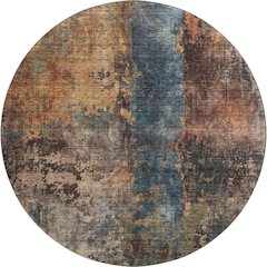 Premium Machine Washable Mayfield AMF1204 Blue 8' x 8' Round Rug