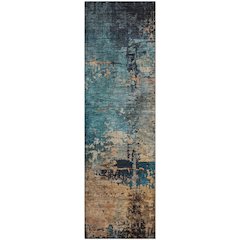 Premium Machine Washable Mayfield AMF1206 Teal 2'3" x 7'6" Runner Rug