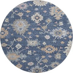 Premium Machine Washable Mayfield AMF1218 Navy 8' x 8' Round Rug