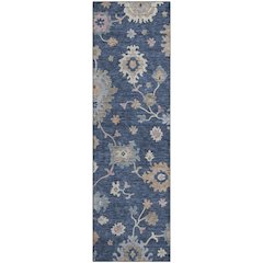 Premium Machine Washable Mayfield AMF1218 Navy 2'3" x 7'6" Runner Rug