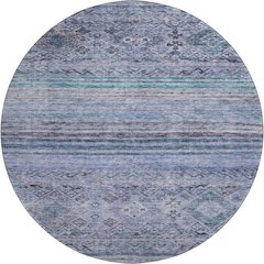 Premium Machine Washable Mayfield AMF1219 Blue 8' x 8' Round Rug