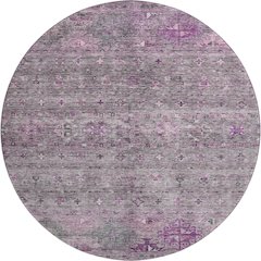 Premium Machine Washable Mayfield AMF1220 Purple 8' x 8' Round Rug