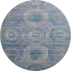 Premium Machine Washable Mayfield AMF1221 Blue 8' x 8' Round Rug