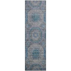 Premium Machine Washable Mayfield AMF1221 Blue 2'3" x 7'6" Runner Rug