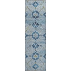 Premium Machine Washable Mayfield  Blue 2'3" x 7'6" Runner Rug