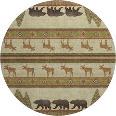 Premium Machine Washable Mayfield  Brown 8' x 8' Round Rug