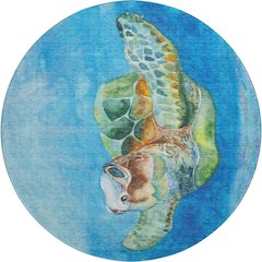 Premium Machine Washable Mayfield  Ocean 8' x 8' Round Rug