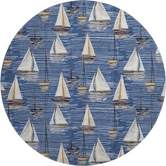 Premium Machine Washable Mayfield  Navy 8' x 8' Round Rug