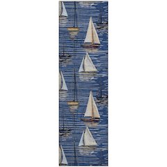 Premium Machine Washable Mayfield  Navy 2'3" x 7'6" Runner Rug