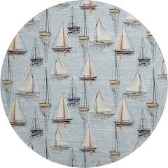 Premium Machine Washable Mayfield  Sky 8' x 8' Round Rug