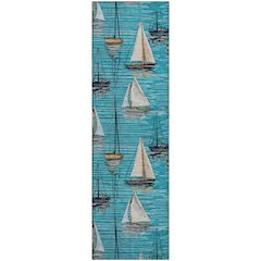 Premium Machine Washable Mayfield  Teal 2'3" x 7'6" Runner Rug