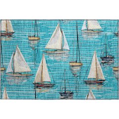 Premium Machine Washable Mayfield  Teal 1'8" x 2'6" Rug