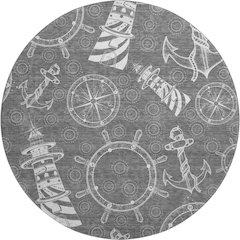 Premium Machine Washable Mayfield  Gray 8' x 8' Round Rug