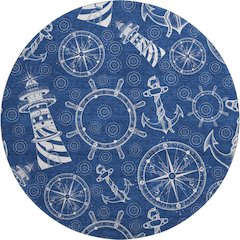 Premium Machine Washable Mayfield  Navy 8' x 8' Round Rug