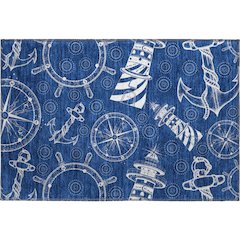 Premium Machine Washable Mayfield  Navy 1'8" x 2'6" Rug