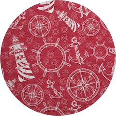 Premium Machine Washable Mayfield  Red 8' x 8' Round Rug