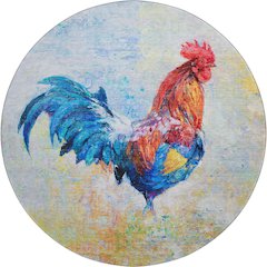 Premium Machine Washable Mayfield  Blue 8' x 8' Round Rug