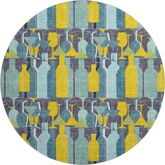Premium Machine Washable Mayfield  Blue 8' x 8' Round Rug