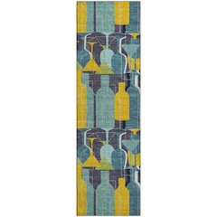 Premium Machine Washable Mayfield  Blue 2'3" x 7'6" Runner Rug