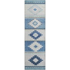 Premium Machine Washable Mayfield  Blue 2'3" x 7'6" Runner Rug
