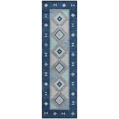Premium Machine Washable Mayfield  Blue 2'3" x 7'6" Runner Rug
