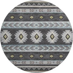 Premium Machine Washable Mayfield  Midnight 8' x 8' Round Rug