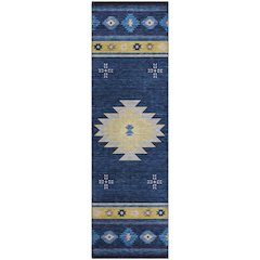 Premium Machine Washable Mayfield  Blue 2'3" x 7'6" Runner Rug