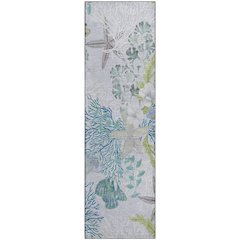Premium Machine Washable Mayfield  Aqua 2'3" x 7'6" Runner Rug