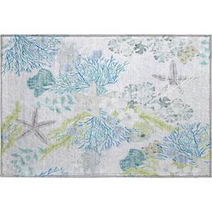 Premium Machine Washable Mayfield  Aqua 1'8" x 2'6" Rug