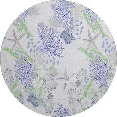 Premium Machine Washable Mayfield  Blue 8' x 8' Round Rug