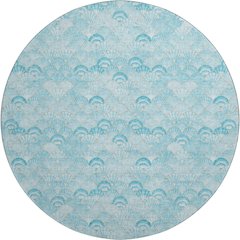 Premium Machine Washable Mayfield  Aqua 8' x 8' Round Rug