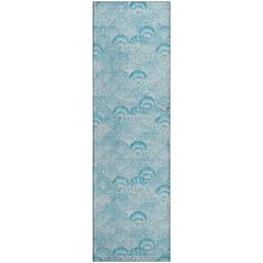 Premium Machine Washable Mayfield  Aqua 2'3" x 7'6" Runner Rug