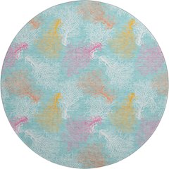 Premium Machine Washable Mayfield  Aqua 8' x 8' Round Rug