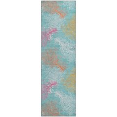 Premium Machine Washable Mayfield  Aqua 2'3" x 7'6" Runner Rug